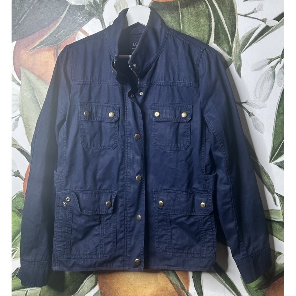 J.Crew Relaxed Boyfriend Field Jacket Women's Small Blue‎ Utility Military Coat